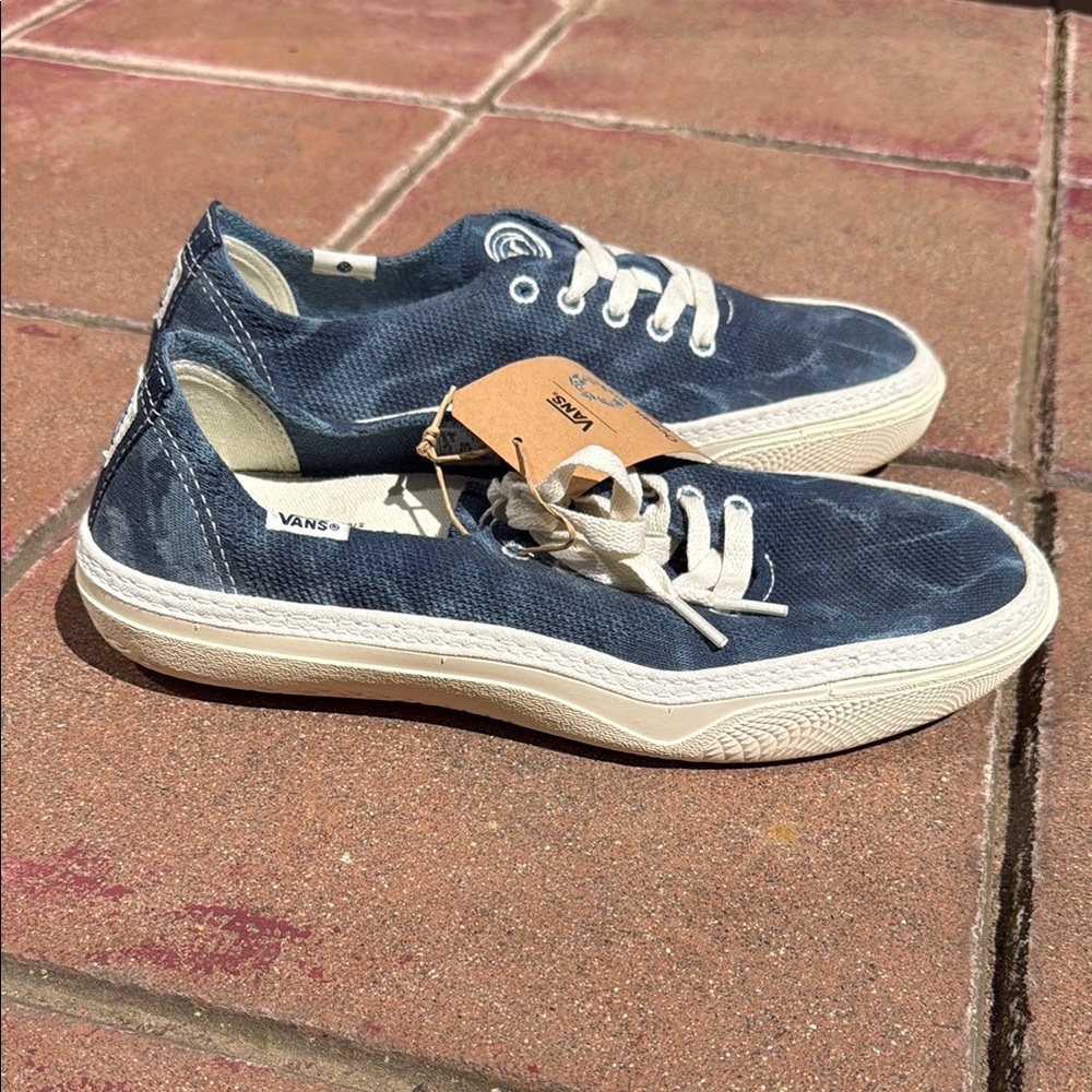 New Vans Circle Vee Ocean Blue/White Sneakers Low-Top Shoes Cush Insoles